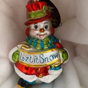 Christopher Radko Snowman Ornament with Red and Green Details